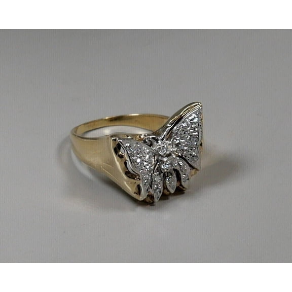 2Ct Round Cut Moissanite Butterfly Engagement Wedding Ring 14k YellowGold Plated