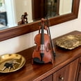 thumbnail image 6 of Playable Tiny Violin Figurine, Miniature Musical Instrument with Sound and Sad Music, Wooden Miniature Violin with Stand for Home Decoration Display Ornament and Keychain Charm(3.15in), 6 of 8