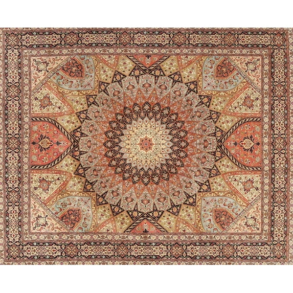 Ahgly Company Indoor Rectangle Traditional Sandy Brown Medallion Area Rugs, 5' x 7'