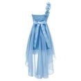 thumbnail image 2 of Manyakai Girls One Shoulder Chiffon Wedding Bridesmaid High Low Dress Pageant Prom Ball Gown Light Blue 6, 2 of 7