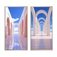 thumbnail image 2 of Designart "Futuristic Architecture Infinite Geometry VI" Modern Geometric Framed Wall Art Set Of 2 - Modern Blue Framed Canvas Set For Living Room Decor, 2 of 6