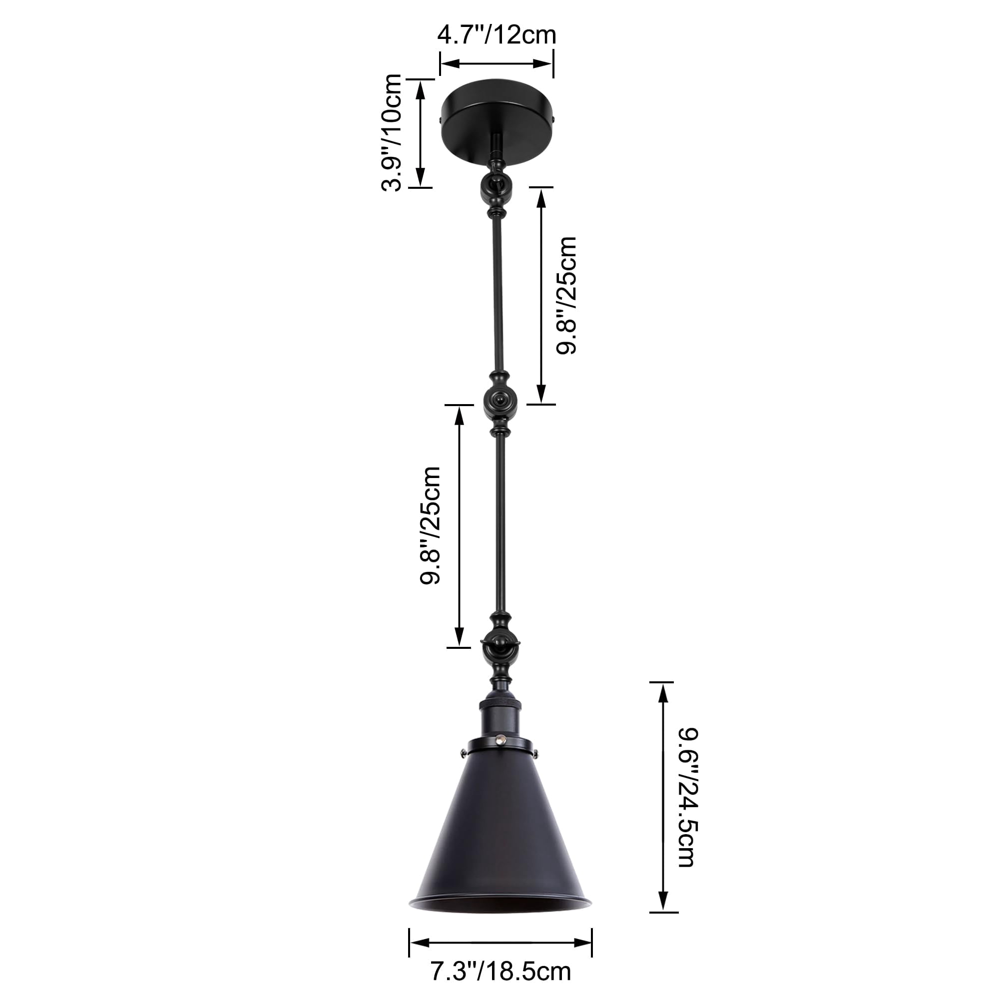 Kiven Pendant Light Fixture Adjustable Height,Black Swing Arm Hanging Lights Retractable Design with 15ft Plug-in Cord, Industrial Ceiling Pendant Light for Kitchen Island Picture Office TB0132