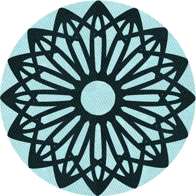 Ahgly Company Tapis d'Intérieur Ronds Lavables à la Machine, Style Transitionnel, Bleu Profond de la Mer, 3 Pieds Rond