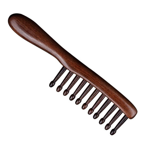 Sandalwood Wide Tooth Comb for Curly Hair with Handle, Wooden Curl Detangler for Women and Men, Hair Styling Tool