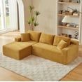 thumbnail image 2 of Muumblus Modular Sectional Sofa, Oversized L-Shape Cloud Couch, Modern Corduroy Sleeper Couches for Living Room, No Assembly Required, Yellow (Left Facing Chaise), 2 of 6