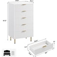 thumbnail image 2 of EastVita Fluted 5 Drawer Storage Dresser - Tall Modern Chest with Ample Deep Drawers and Wide Top - Wooden Organizer for Living Room/Hallway/Kids Room - White, 2 of 8