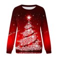 thumbnail image 3 of Sudadera de cuello redondo Gibobby con Estampado navideño para mujer Rojo S, 3 of 4