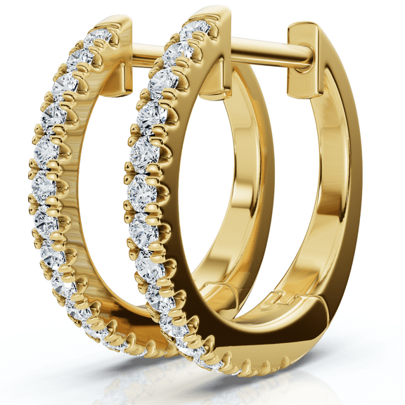 Pompeii Small Diamond Hoop Earrings 14k White or Yellow Gold Lab Grown 1/2" Tall