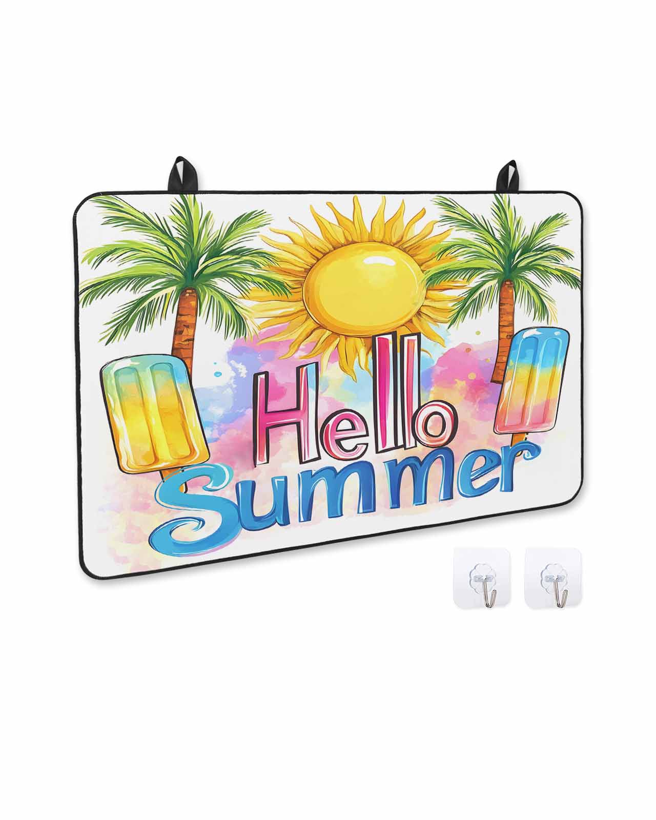 nqOlkjepod Large Induction Cooktop Protector Mat 36"x21", Yellow Summer Botanical Stove Top Covers for Electric Stove, Green Palm Trees Decorative Stove Burner Cover Mats, Glass Top Stove Cover