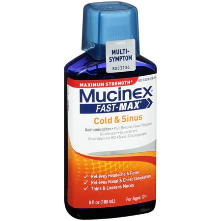 mucinex liquid max sinus cold fast oz adult fl walmart
