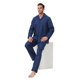 thumbnail image 3 of Apparonia Conjunto de Pijamas para Hombre de Algodón con Cuello con Muesca, Pijamas para Hombre de Manga Larga, Ropa de Dormir para Hombre con Bolsillos y Frente, Fly Azul de Cuadros con Puntos XXL, 3 of 7