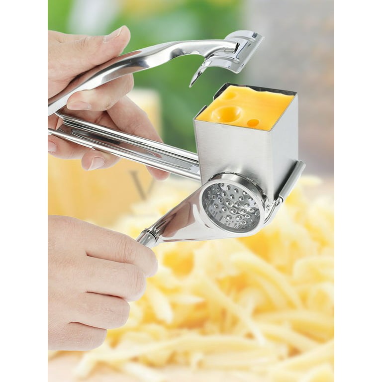Stainless Steel Cheese Grater Manual Rotary Cheese Shredder with 4 Blades  Handheld Chocolate Nuts Shredder Durable Vegetables Chopper for Kitchen  Home Use 