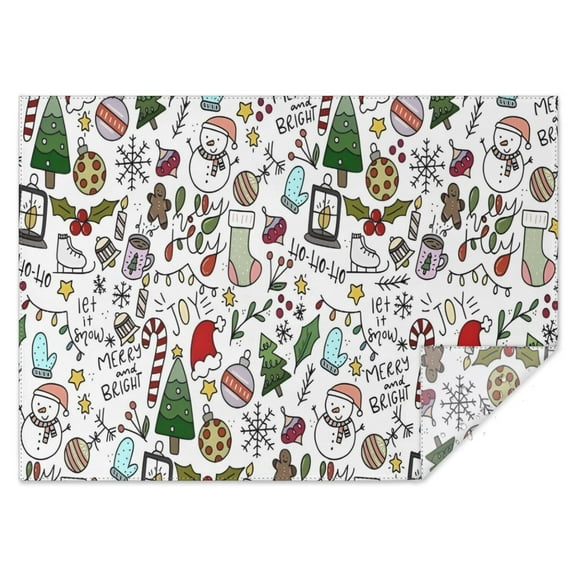 Multicolor Christmas Pattern Rectangle Tablecloth 60"x84",Waterproof Polyester Rectangle Table Cloth, Wipeable Spillproof Polyester Tablecloth for Dining, Camping, Indoor and Outdoor