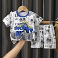 thumbnail image 2 of NIEWTR Toddler Baby Boy Girl Summer Clothes Print Short Sleeve T-Shirt Tee Tops Shorts Infant Outfits（Light Gray,9-18 Months), 2 of 4