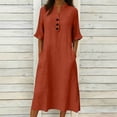 thumbnail image 2 of MaFYtyTPR Midi Dresses for Women Summer Button V-Neck Half Sleeve Casual Dress with Pockets Flowy Beach Loose Sundress, S-2XL, 2 of 7