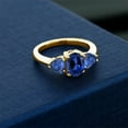 thumbnail image 3 of Gem Stone King 2.68 Ct Oval Blue Created Sapphire 18K Yellow Gold Plated Silver Ring (Size 5), 3 of 4