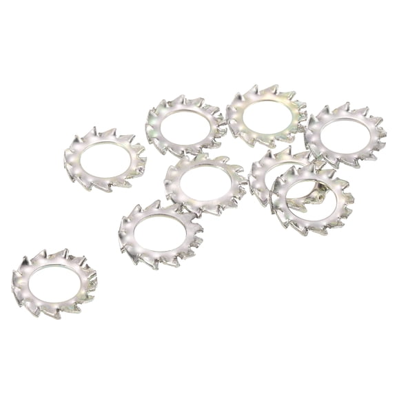 100pack External Tooth   Washers, M6 Steel Zinc Finish, for Mechanical Equipment Fasteners, Silver