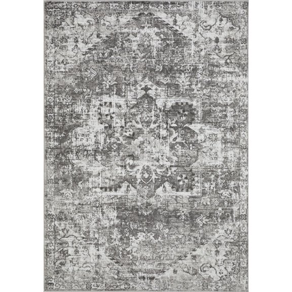 Loomaknoti Rhane Alemern 5' x 7' Grey Oriental Indoor Polypropylene Area Rug