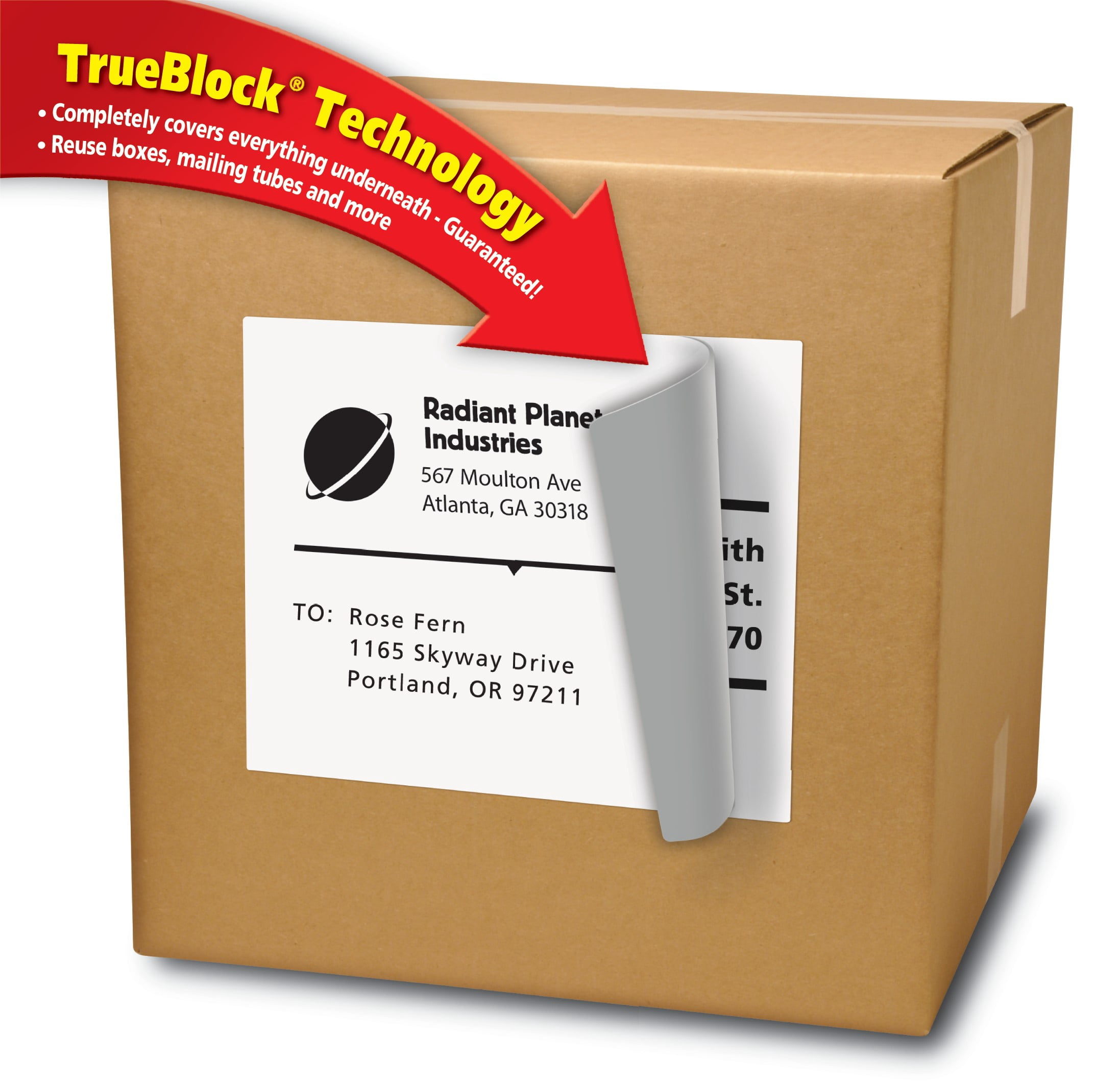 (2 pack) Avery Shipping Labels, 8-1/2" x 11", Paper, White, TrueBlock®, Laser, 100 Labels (5165)