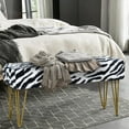 thumbnail image 3 of Home Soft Things Faux Fur Ottoman- Zebra - Gold Leg - 46x16x22", 3 of 8