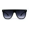 thumbnail image 1 of Flat Top Shield Horn Rim Hip Hop Sunglasses Black Smoke, 1 of 4