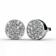 Cate & Chloe Nelly 18k White Gold Stud Earrings with Swarovski Crystals, Best Silver Earrings for Women, Girls, Ladies, Round Crystal Earrings, Fashion Jewelry MSRP $129