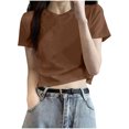 thumbnail image 2 of NuoCaiYun Summer Women Tops Casual, Summer Women's Casual Printing Round Neck Short Sleeve Short Style T-Shirt Tops, 2 of 6