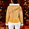 thumbnail image 6 of Women's Casual Fashion Long-Sleeve Zip-Up Fleece Hooded Cardigan with Christmas Print, Cozy and Warm for Winter Season,Orange,2XL, 6 of 8