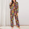 thumbnail image 2 of JUNZAN Daisies Flowers Print Womens Pajama Sets,Long Sleeve Button Down for Women Pjs 2 piece, 2 of 7