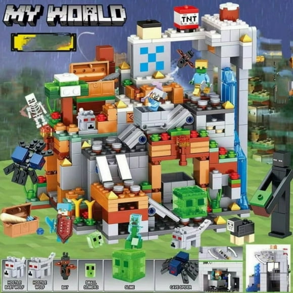 Building blocks Toys Minecraft Mechanism Cave Elevating Version i Minecraft Brick Construction Toy , Castle and Farm Building Set, Great Gift for Minecraft Players Aged 8 and up (680 Pieces) Christmas