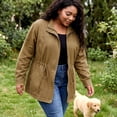 thumbnail image 3 of Agnes Orinda Women's Plus Size Jackets Long Sleeve Drawstring Waist Anorak Coats with Pockets 1X Khaki, 3 of 9