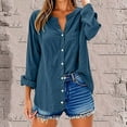 thumbnail image 2 of Aboser Women's Button Down Shirts Dressy Casual Long Sleeve Blouses Breathable Cotton Linen Tops Lightweight Casual Shirt Work Office Blouse Dark Blue XXXXXL, 2 of 7