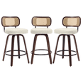 thumbnail image 5 of Tcbosik 3 Pack Swivel Counter Height Bar Stools, Mid Century Modern Upholstered PU Leather Barstool with Rattan Back with Wood Frame for Kitchen Island, Dining Room, Beige, 5 of 11