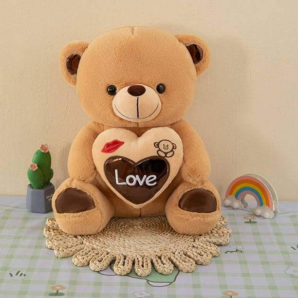 Ourson en Peluche en Forme de Cœur 25 cm, Mignon Dessin Animé, Poupée Rose, Jouet pour Petite Amie, Cadeau et Anniversaire d'Enfants (1 Pcs) Rkxzt
