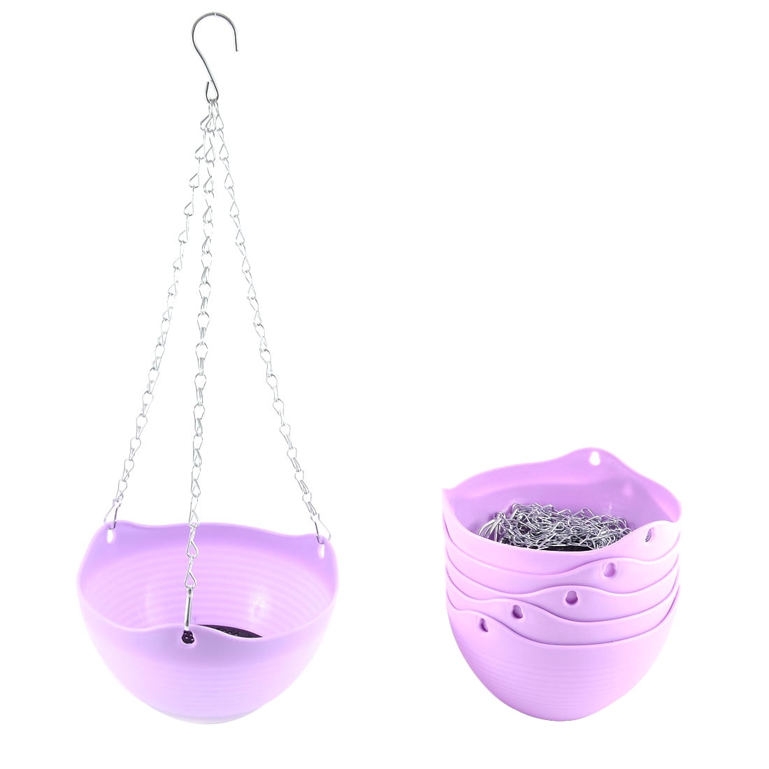 Unique Bargains 6pcs Light Purple Plastic Hanging Flower Pot Plant