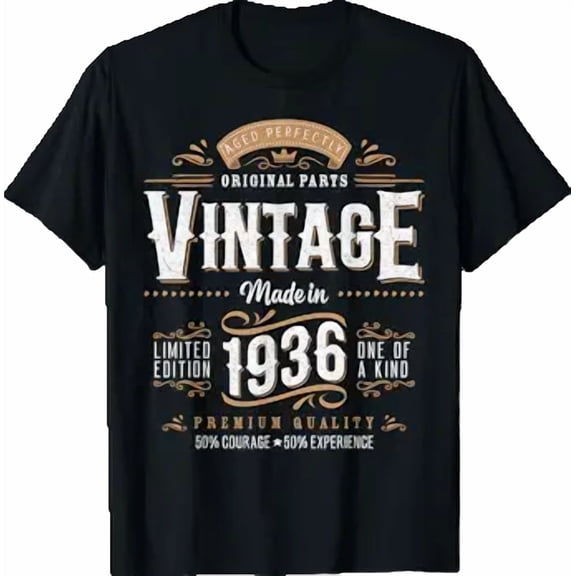 Vintage 1936 Label 90th Birthday Gift Men Women 90 Year Old T-Shirt