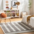 thumbnail image 3 of Hauteloom Hija Farmhouse Shag Living Room, Bedroom Area Rug - Shaggy Plush Pile Carpet - Soft Touch High Pile - Beige, Brown, Cream - 6'7" x 9', 3 of 7