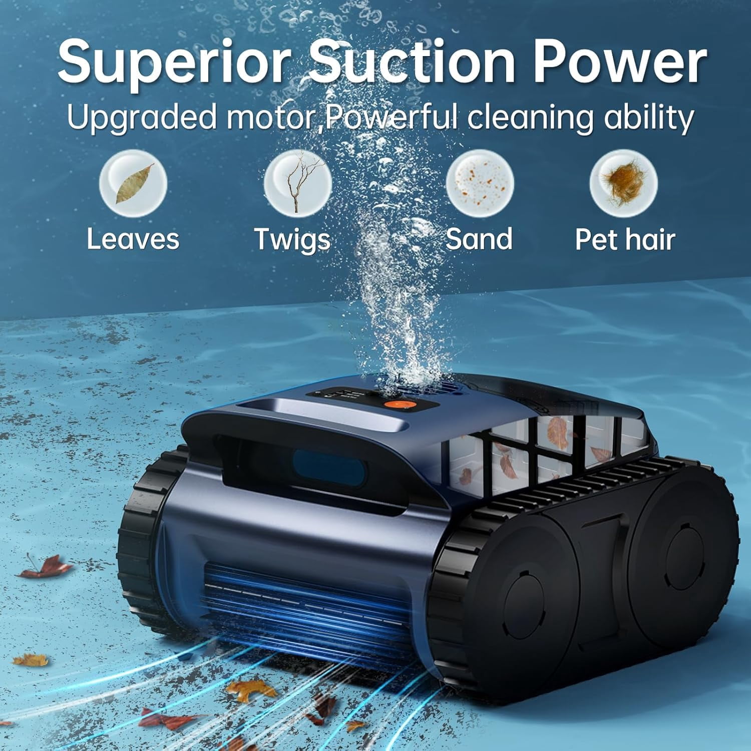 （2026 Upgrade）Cordless Robotic Pool Cleaner with Smart Sonar Navigation – Powerful Suction, Wall & Waterline Climbing, Automatic Cleaning for In-Ground & Above-Ground Pools