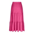 thumbnail image 7 of Women’s High Waist Tiered Maxi Skirt with Elastic Waistband and Pockets Flowy A Line Lightweight Casual Skirt Hot Pink S, 7 of 7