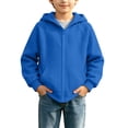 thumbnail image 2 of LOINRODI Girls Zip Up Raglan Hoodie Jacket Loose Pocket Solid Color Long Sleeve Casual Kids Outerwear Blue 13 Years, 2 of 9