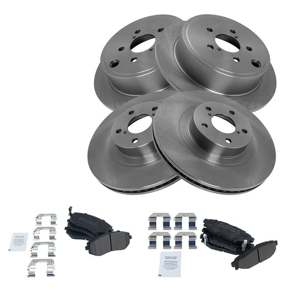 TRQ Front and Rear Brake Pad & Rotor Kit Brake Pads Brake Rotor Semi-Metallic Fits Select 2009-2010 Subaru Forester 2008-2010 Impreza 2010-2012 Legacy Outback