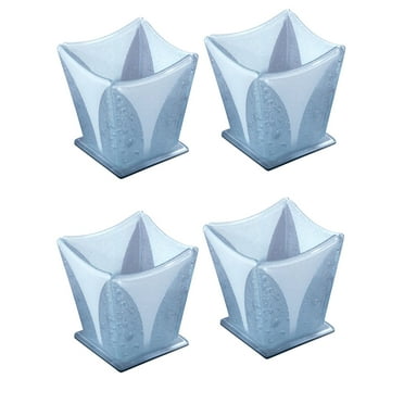 Springdale Lighting 4 inch H White Bubble 4-Piece Fused Glass Candle Votives