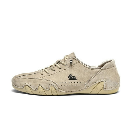 Men s Slip on Loafers Breathable Leather Shoes Fashion Lace up Casual Lightweight Sneakers Rubber 13 Yellow