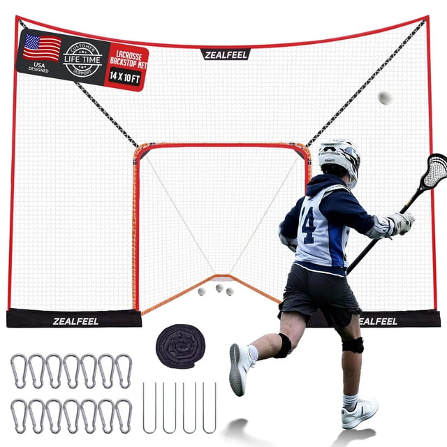 Red de contención para lacrosse ZEALFEEL 427 x 305 cm con postes de espuma