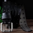 thumbnail image 5 of Men's leather double buckle classic ripped jeans belt, 5 of 5