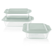 Pyrex Deep 6-piece Glass Baking Dish Set with Green Sage Lids