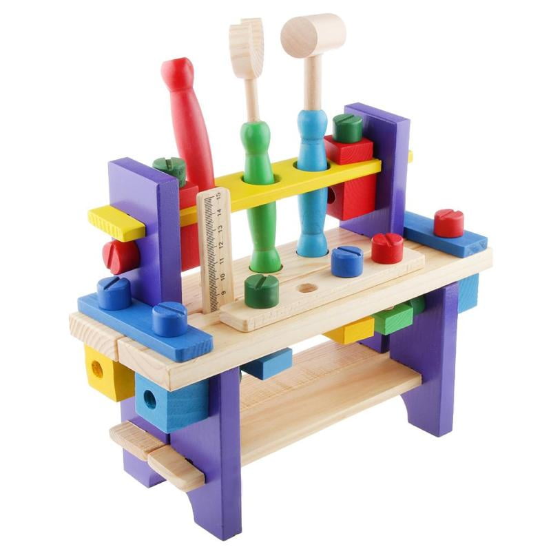 Kids Puzzle Combine Tools Nuts Play Set Wooden Educational Toys Gift 