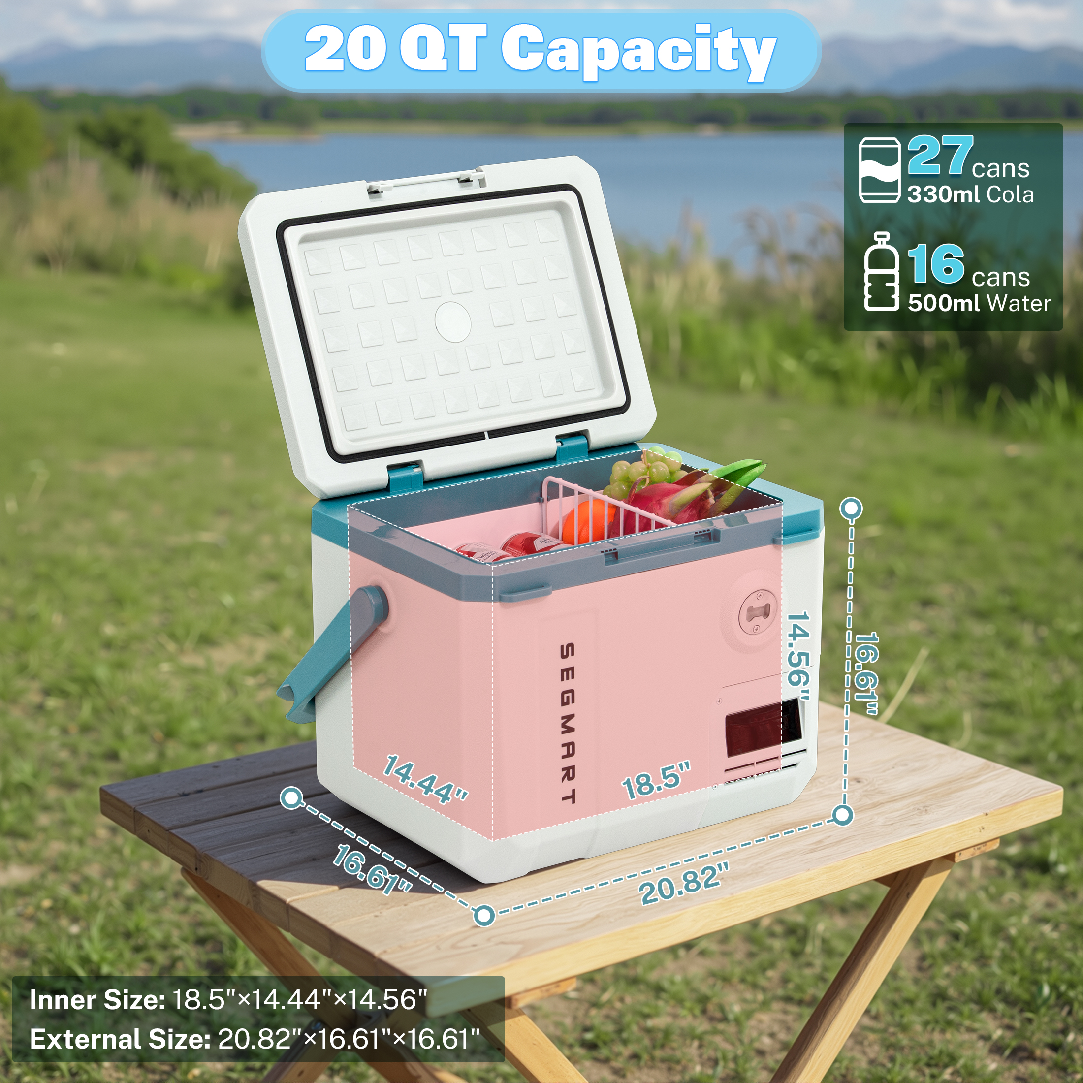 20QT 12 Volt Electric Car Refrigerator, SHINPT Portable Car Refrigerator with APP Control, Cooler and Freezer Small Refrigerator for Trunk, Jeep, SUV, 12V Car Travel Refrigerator DC/AC