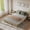 Natural wood color, variant on Minimalist Wave Design Wooden Platform Bed Frame – Low Profile Floor Bed, Sturdy Slats, Noise-Free, No Headboard, No Box Spring Needed, Easy Assembly, Full Size, Pine