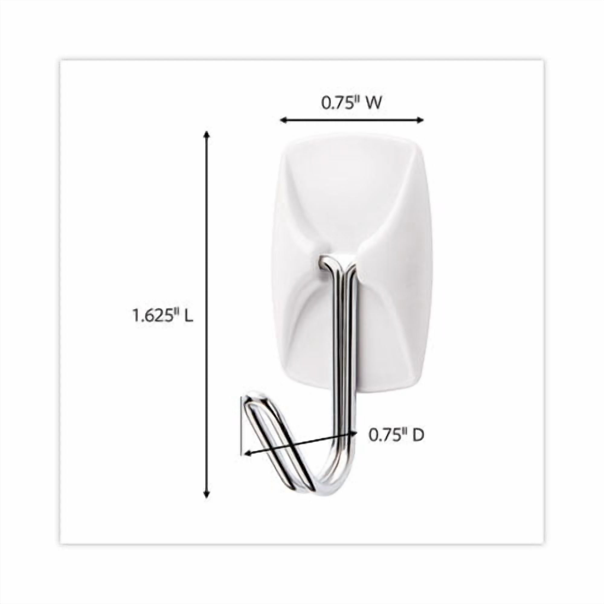 Small Wire Hooks, Small, Plastic/Metal, White, 0.5 lb Capacity, 22 Hooks and 24 Strips/Pack | Bundle of 10